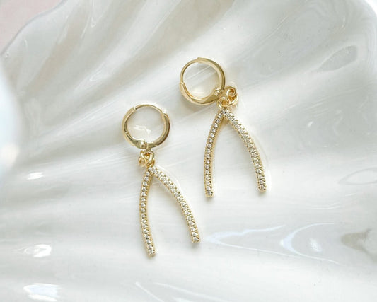 CZ WISHBONE EARRINGS