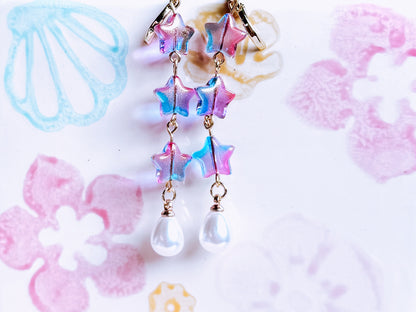 PINK & BLUE STAR EARRINGS