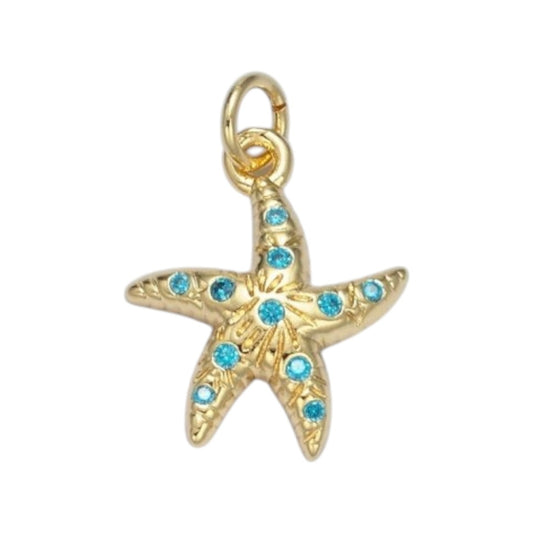 AQUAMARINE STARFISH CHARM