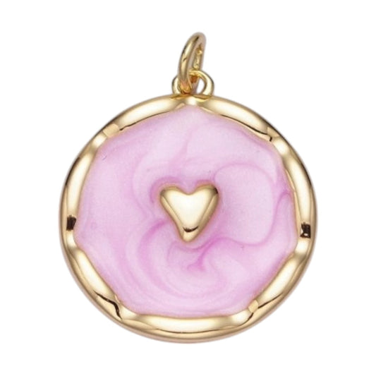 PINK HEART COIN CHARM