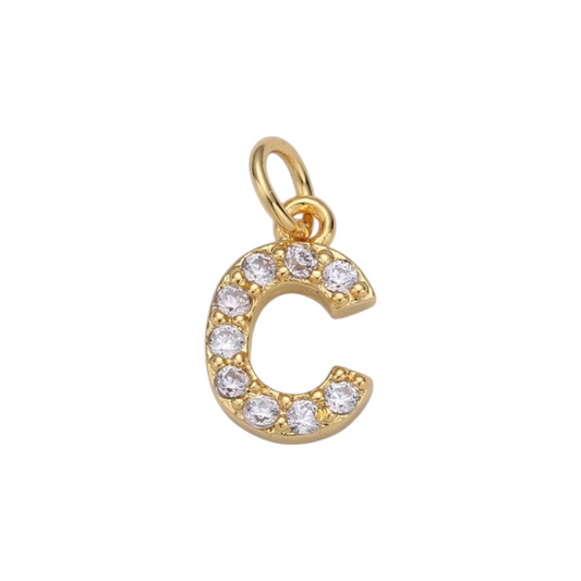 TINY CZ INITIAL CHARM