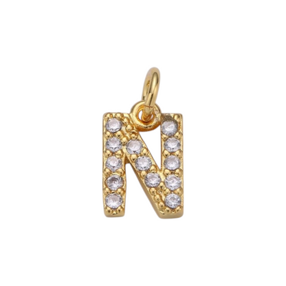 TINY CZ INITIAL CHARM