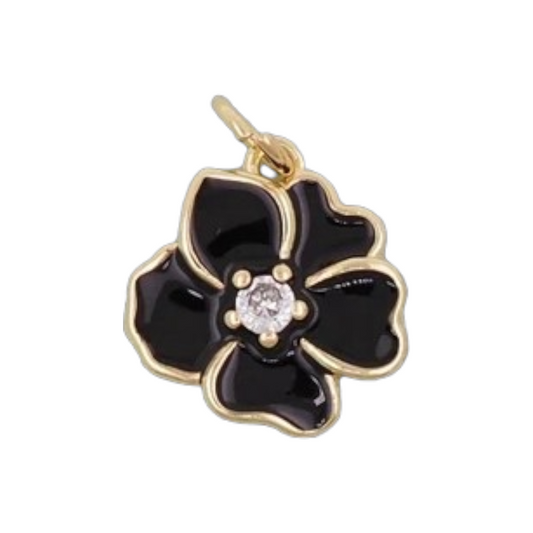 BLACK CZ HIBISCUS CHARM