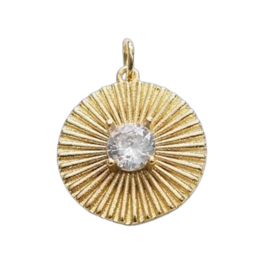 CZ SUN COIN CHARM